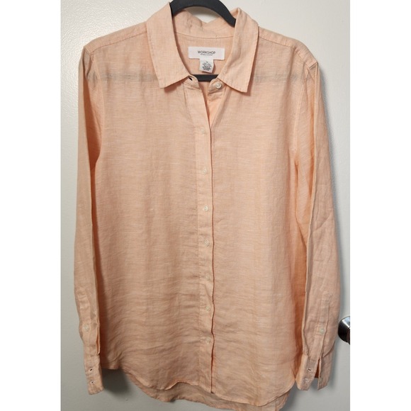 Workshop Republic Clothing Tops - Workshop Republic Clothing Women's Med 100% Linen Button Down Shirt Coastal